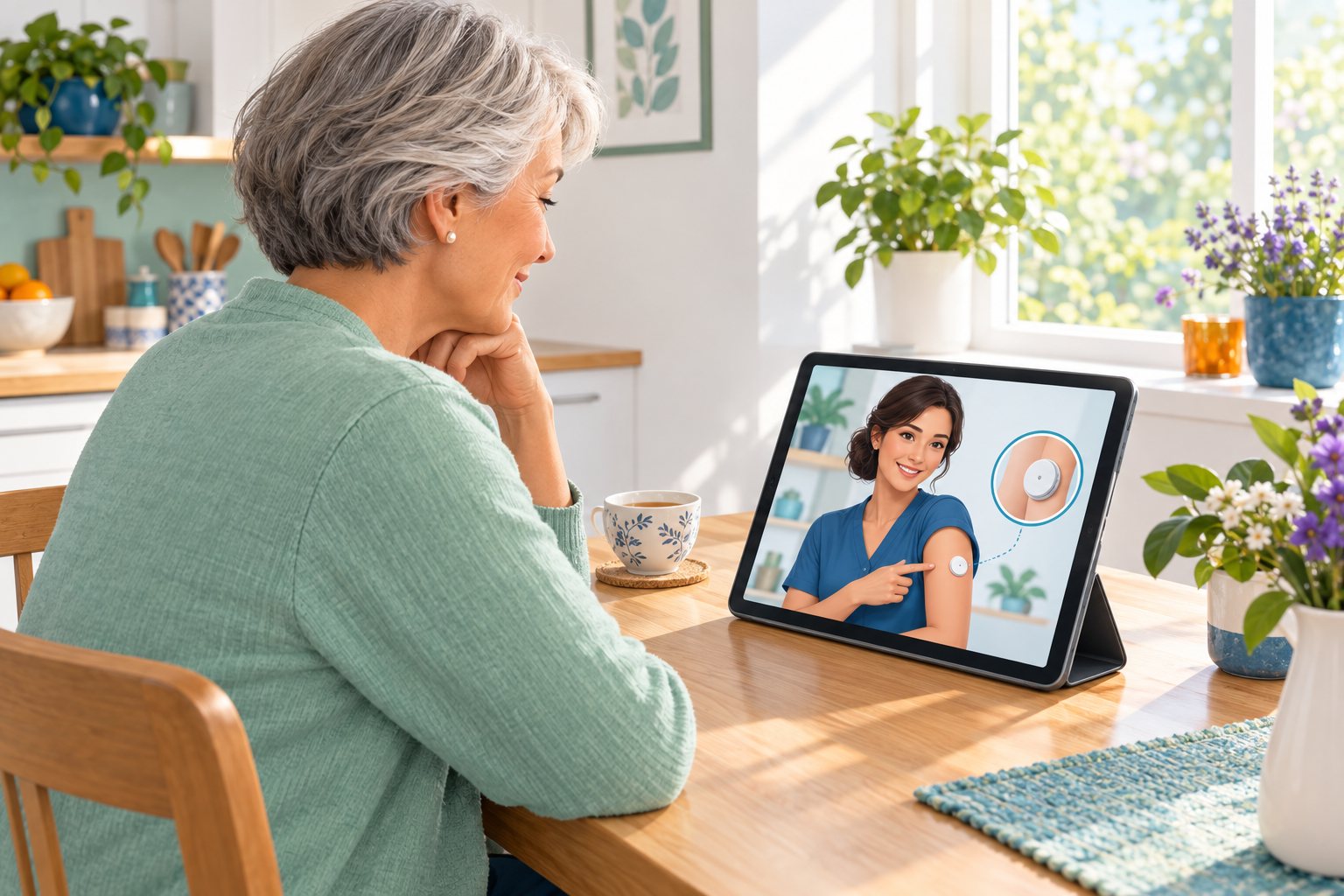 Kundin nutzt einen digitalen Beratungsassistenten